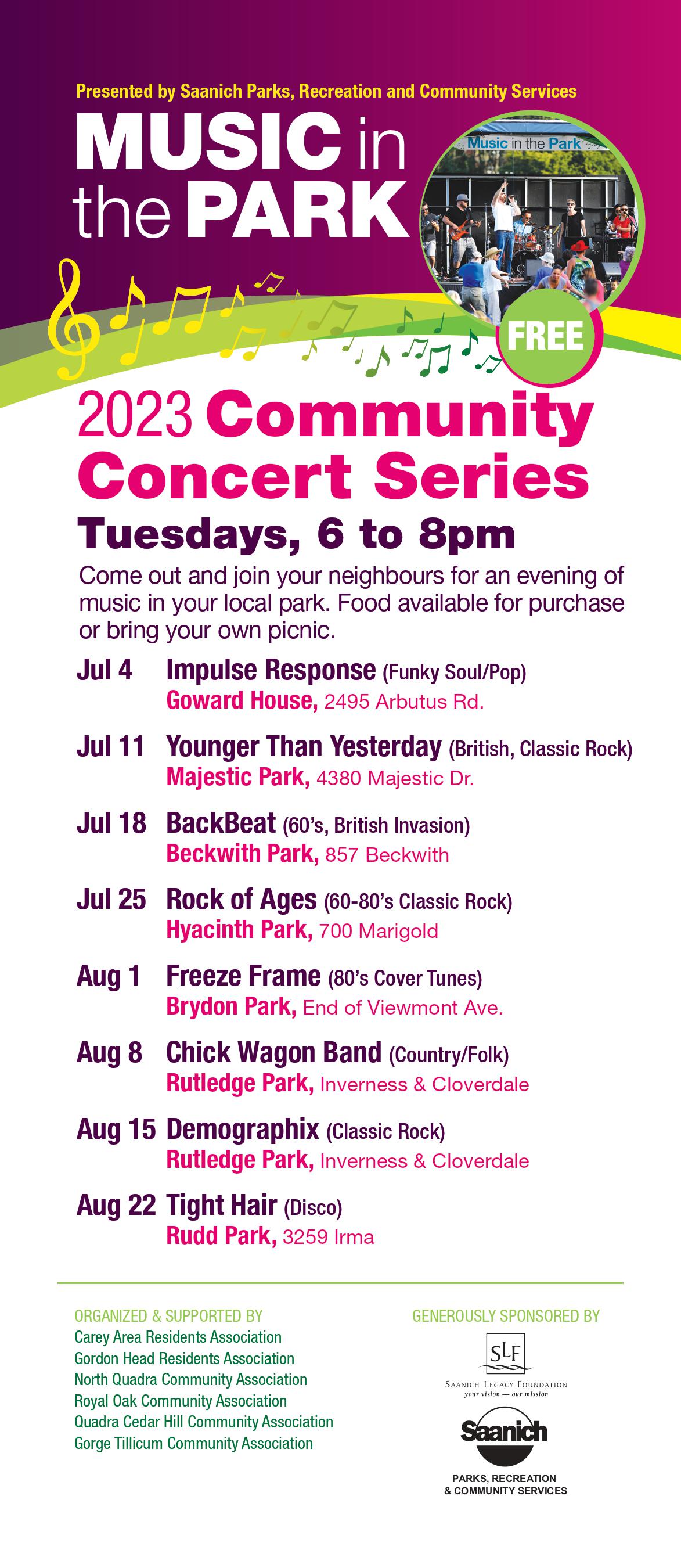 Music in the Park 2023 Schedule
